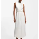 Satin maxi dress with removable chain belt