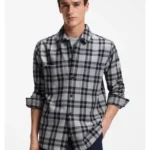 Oversized-fit shirt in checked cotton