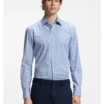 Slim-fit business shirt in stretch poplin