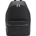 Structured backpack with polished logo lettering