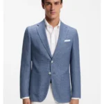 Slim-fit blazer in a patterned virgin-wool blend