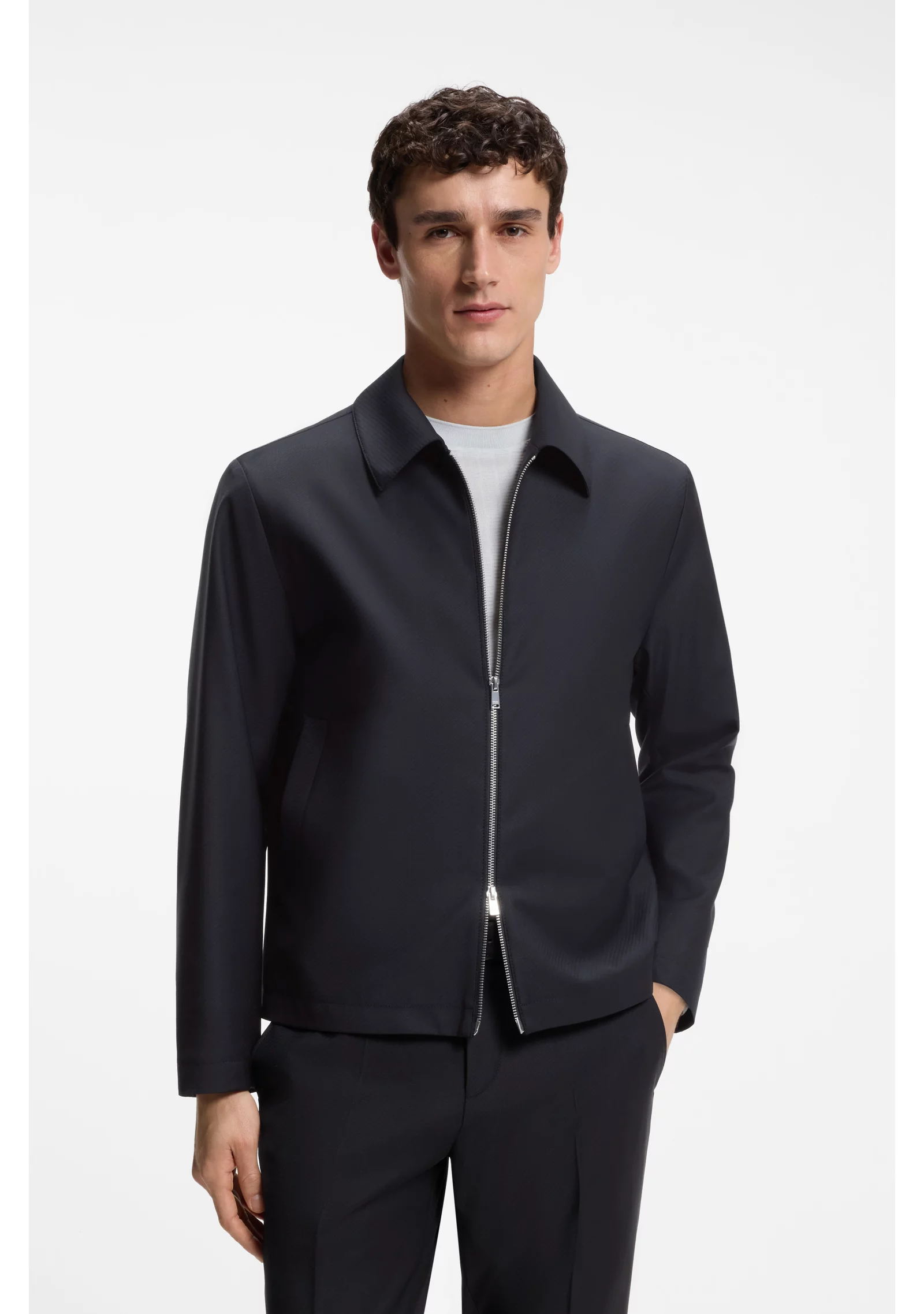 hbeu50567500_404_350 Slim-fit jacket in patterned stretch wool - Image 1