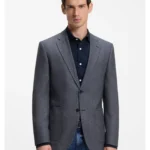Regular-fit jacket in herringbone cotton and virgin wool