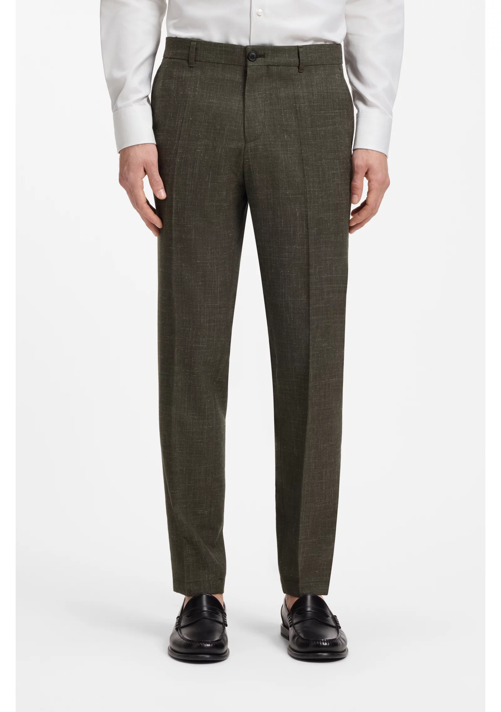 hbeu50567526_347_350 Slim-fit trousers in virgin wool and linen - Image 1