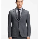 Slim-fit jacket in patterned stretch fabric