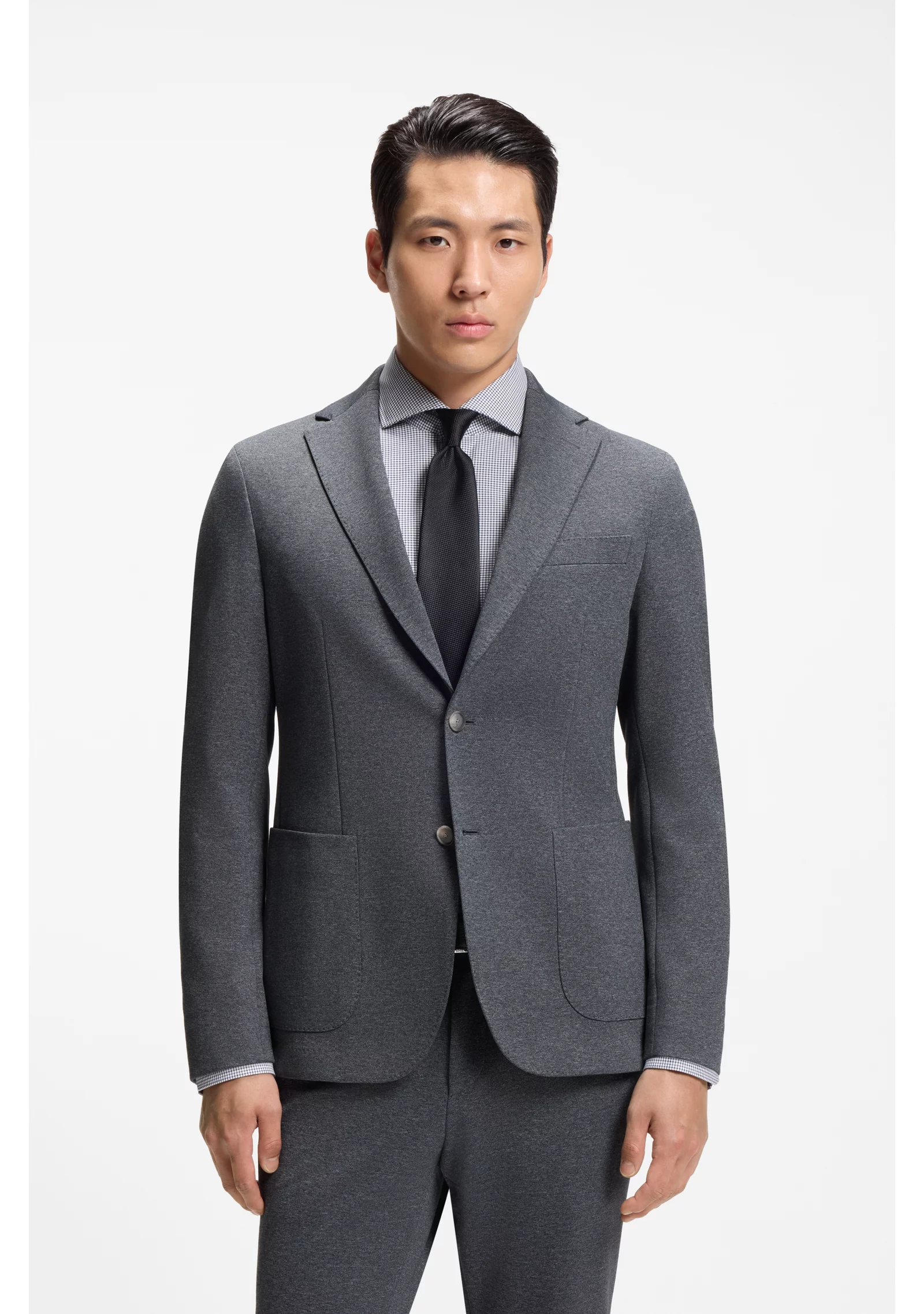 hbeu50567539_488_350 Slim-fit jacket in patterned stretch fabric - Image 1