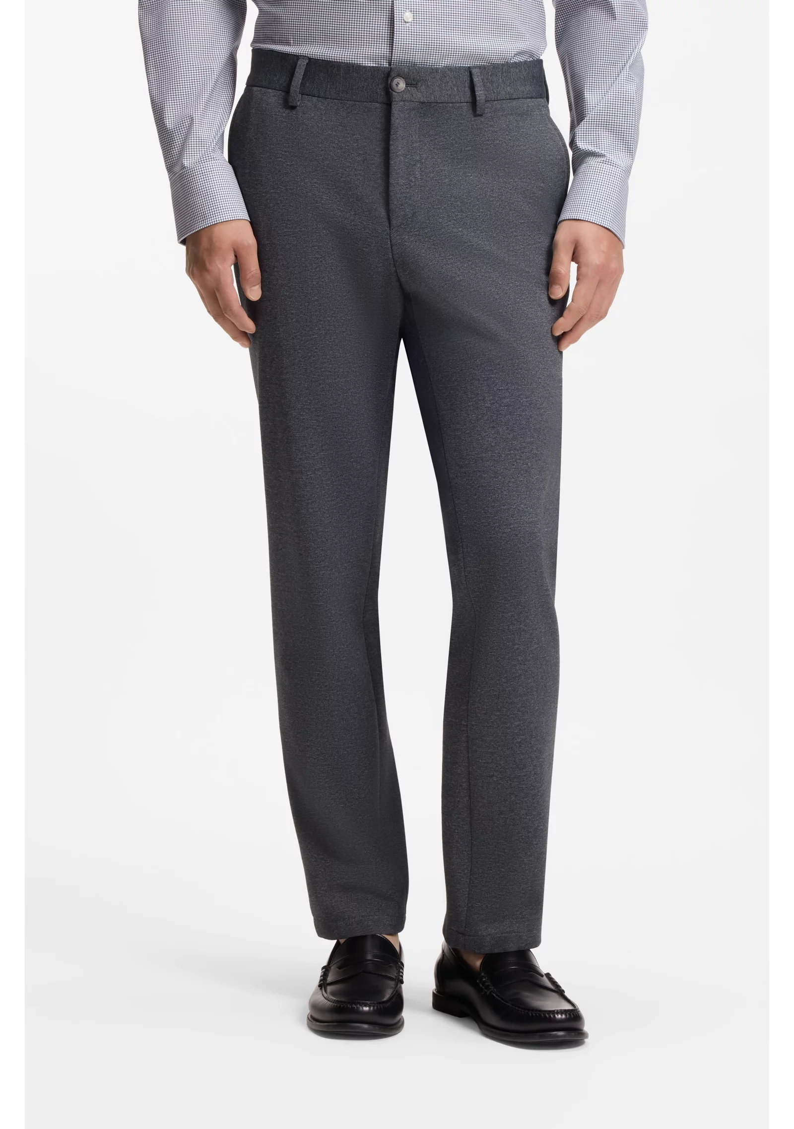 hbeu50567543_488_350 Slim-fit trousers in micro-patterned fabric - Image 1