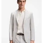Slim-fit blazer in checked virgin wool and cotton