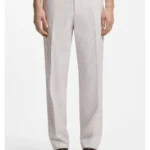 Straight-fit trousers in virgin wool and cotton