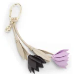 Nappa-leather flower key ring with Double B monogram