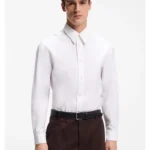 Relaxed-fit shirt in cotton poplin with point collar