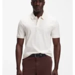 Geometric-jacquard polo shirt in cotton