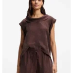 Regular-fit blouse with cowl neckline