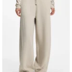 Relaxed-fit barrel-leg trousers in melange jersey