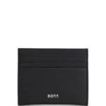 Card holder in textured leather with branding
