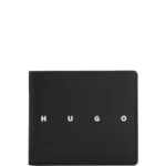Leather folding wallet with contrast logo