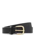Italian-leather belt with gold-tone buckle