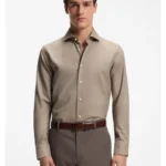 Regular-fit shirt in patterned Italian-made cotton