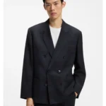 Modern-fit blazer in checked virgin wool