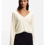 V-neck sweater in cashmere and wool