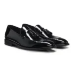 Tassel loafers in patent faux leather