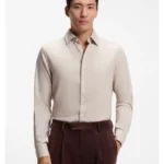 Slim-fit shirt in cotton-blend flannel