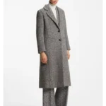 Relaxed-fit coat with herringbone pattern