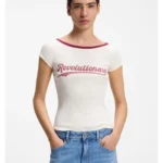 Slim-fit T-shirt in stretch cotton with slogan print