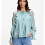 Regular-fit blouse in light Creponne fabric