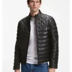 Nappa leather jacket with quilted panels