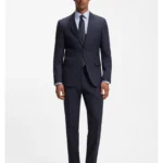 Slim-fit suit in micro-patterned virgin wool