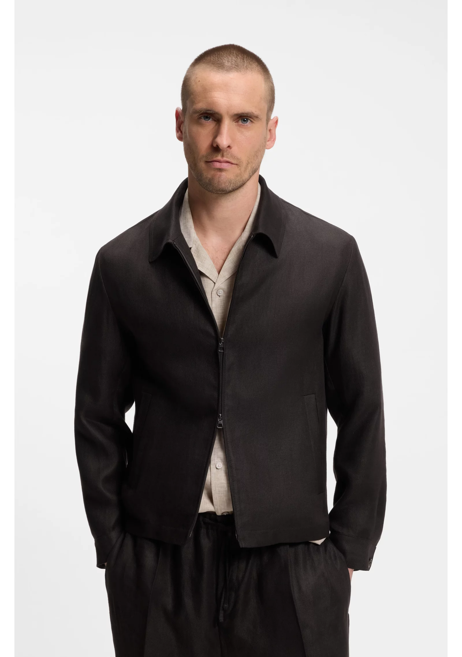 hbeu50576251_201_350 BOSS BY BECKHAM relaxed-fit linen jacket - Image 1