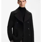 Slim-fit double-breasted coat in a wool blend