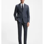 Two-piece suit in micro-patterned stretch fabric