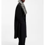 Double-breasted virgin wool coat with faux-fur collar