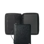 A5 conference folder in black textured leather