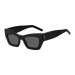 Black-acetate sunglasses with signature hardware