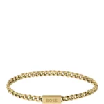Gold-tone chain cuff with logo closure