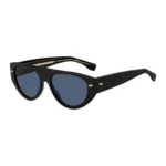 Bio-acetate black sunglasses with patterned rivets