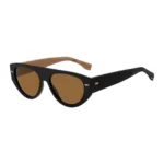 Black bio-acetate sunglasses with lasered-logo temples