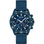 Blue-dial chronograph watch with fabric strap