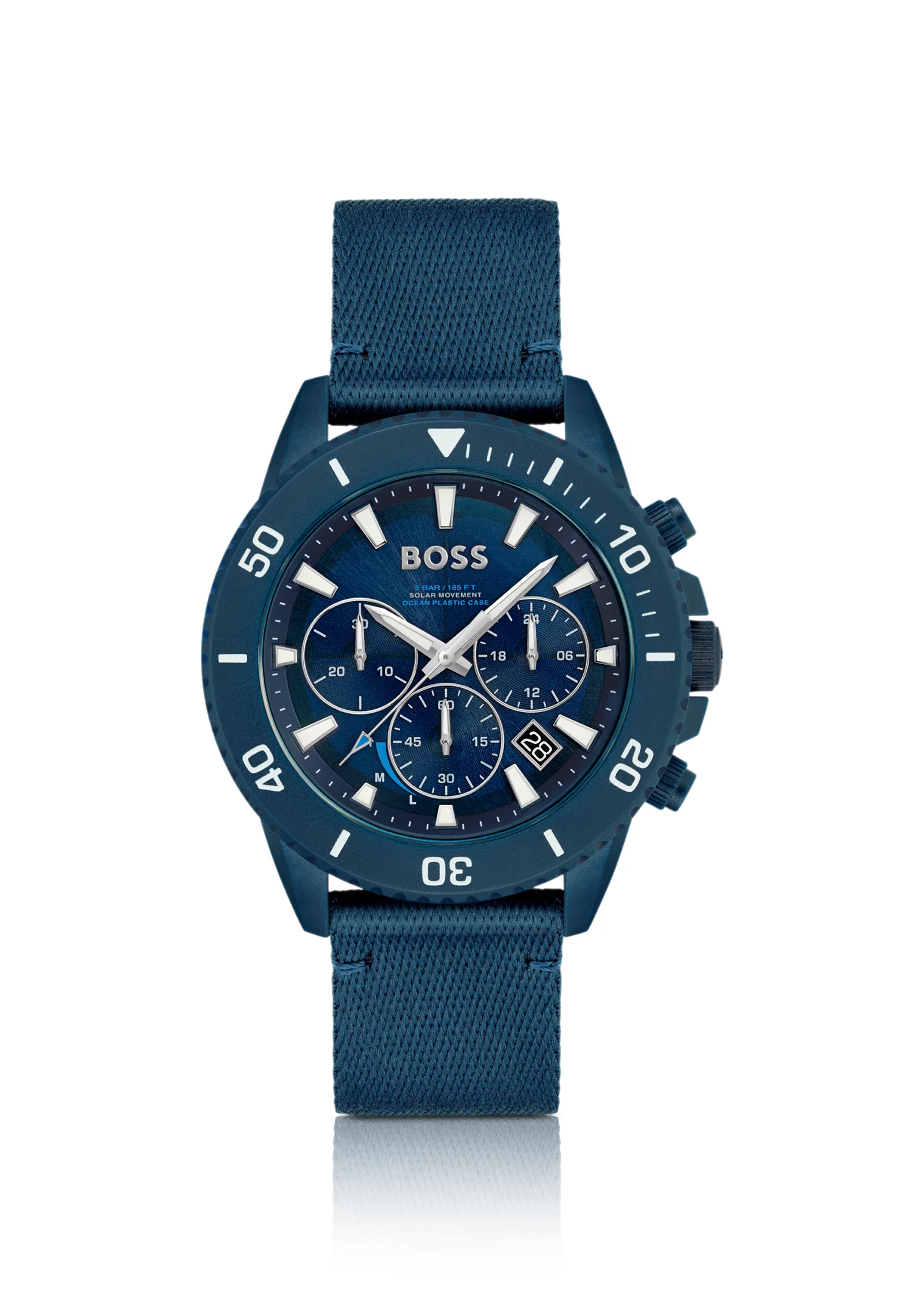 hbeu58108766_999_200 Blue-dial chronograph watch with fabric strap - Image 1