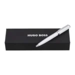 Ballpoint pen in glossy-white lacquer with logo ring