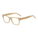Beige-acetate optical frames with signature gold-tone detail