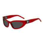 Red-acetate optical frames with 3D monogram