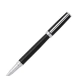 Glossy-black lacquer rollerball pen with logo ring