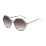 Transparent-acetate sunglasses with hexagonal frames