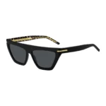 Black-acetate sunglasses with gold-tone details