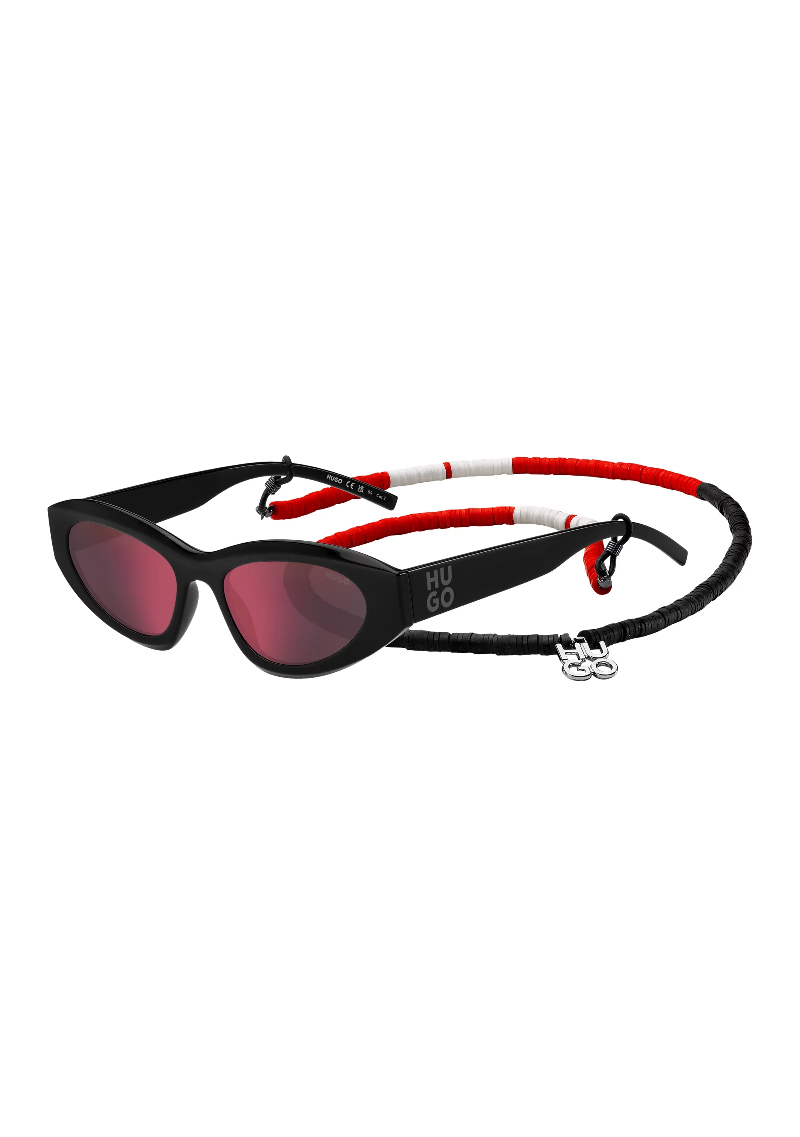 hbeu58115209_999_220 Black sunglasses with beaded chain - Image 1