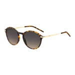 Round sunglasses in Havana acetate with gold-tone temples